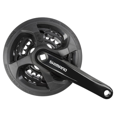 Messingschlager shimano fc-ty301 tourney kettingwiel set 6 7 8 spd. 170 mm. 42 34 24 zwart (-6 mm diep)