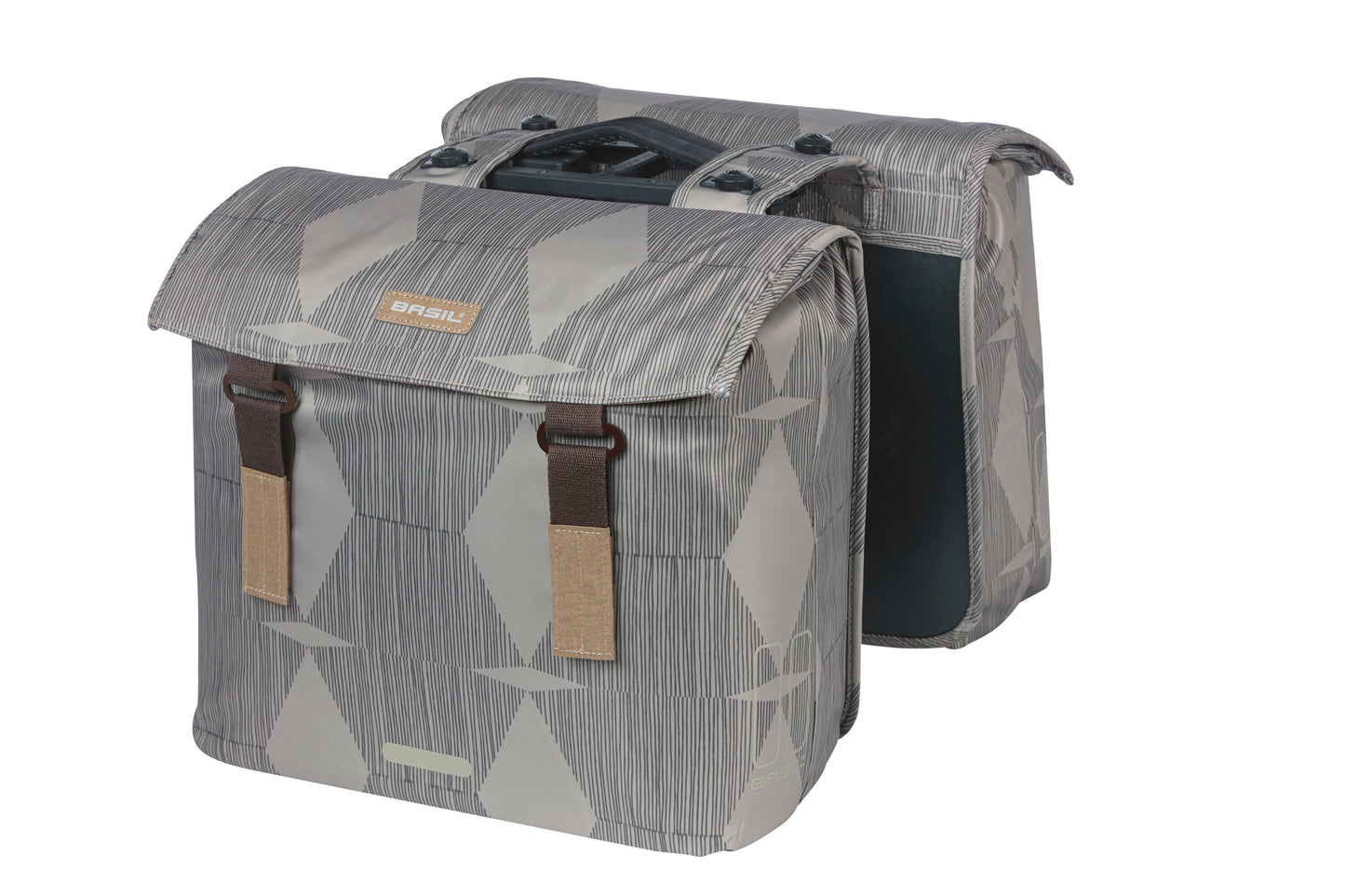 Basil Elegance dubbele fietstas, gerecycled PET, waterkerend, MIK, zwart, 40-49L