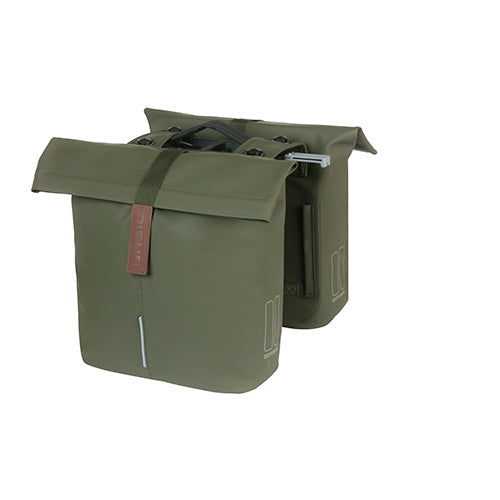 Basil Tas City Dubbel MIK Vegan Leather | Moss Green