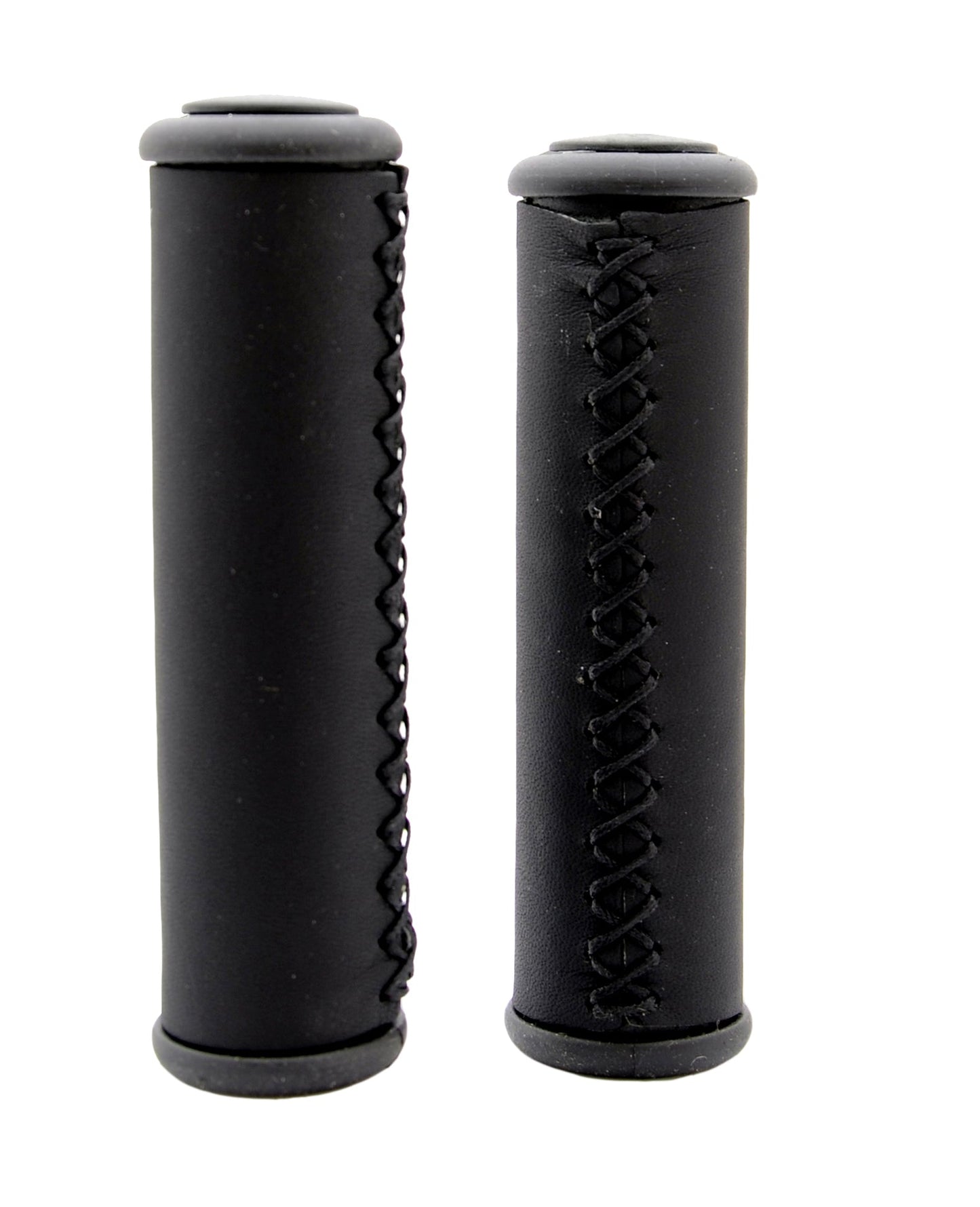 Simson Handvatten Leder Zwart Lang - Leren handvatten voor lifestylefiets - 13cm - Zwart