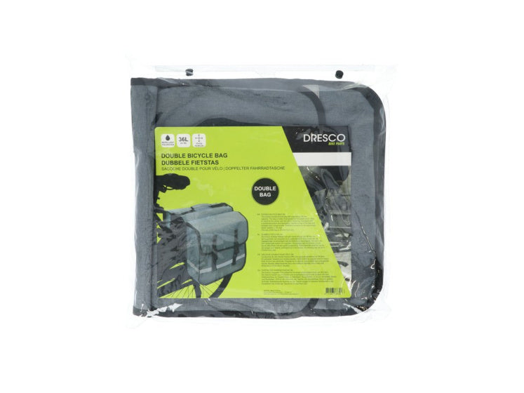 Dresco dubbele fietstas 36 liter spatwaterdicht grijs