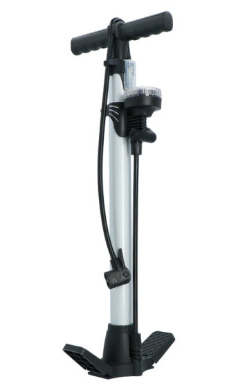 Dresco fietspomp manometer 52 cm dunlop, presta, schrader ventiel zilver