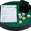 Longfield dobbelset compleet met 6 dobbelstenen, pokerpiste, scoreblok, dobbelbeker