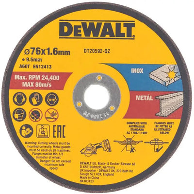 Dewalt accessoires dt20592-qz doorslijpschijf | metaal | 76 x 1.0 x 22,23 mm | 3 stuks - dt20592-qz