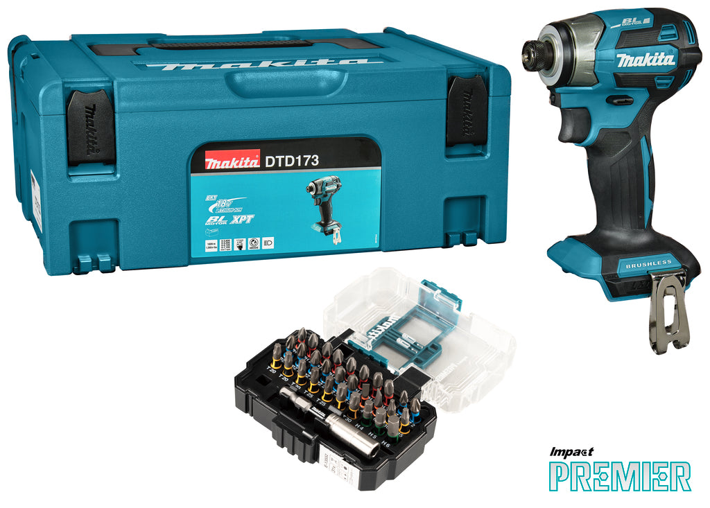 Makita dtd173zjx1 | accu slagschroevendraaier | 18v | excl. accu's en lader, in mbox met bitset - dtd173zjx1