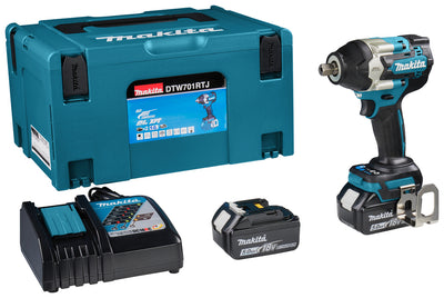 Makita dtw701rtj | 18v | accu slagmoersleutel | 1 2 met verende borgpen | 2 x 5.0 ah accu + snellader | in mbox