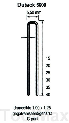 Dutack 5.5mm nieten | 25mm | 5000 stuks - 5028031