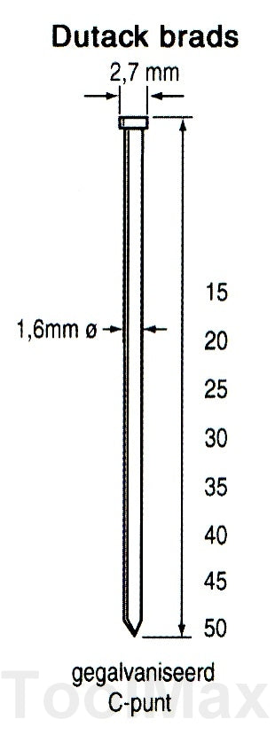 Dutack 1.6mm brads | 25mm | 2000 stuks - 5138031