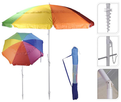 Bbq strandparasol regenboogkleur 220cm