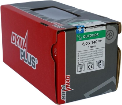 Dynaplus constructieschroef ar-coating platkop deeldraad +snijpunt torx tx30 6.0x140 70 | 100 stuks - 0281.08.51001