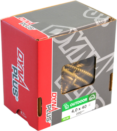 Dynaplus gevelschroef ar-bronze cilinderkop deeldraad torx tx15 4.0x40 22 | 200 stuks - 0284.08.25601