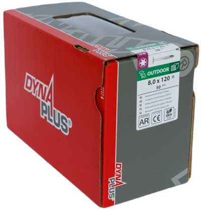 Dynaplus houtbouwschroef ar-bronze tellerkop deeldraad +snijpunt torx tx40 8.0x120 70 | 50 stuks - 0286.08.62801