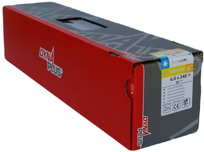 Dynaplus houtbouwschroef verzinkt tellerkop deeldraad +snijpunt torx tx30 6.0x280 100 | 50 stuks - 0286.01.55001