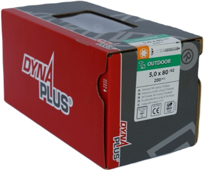 Dynaplus unischroef spaanplaatschroef ar-coating platkop deeldraad torx tx25 5.0x80 42 | 200 stuks - 0281.08.42401