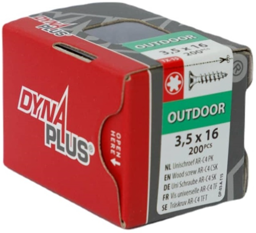 Dynaplus unischroef spaanplaatschroef ar-coating platkop voldraad torx tx15 3.5x16 | 200 stuks - 0281.08.16701