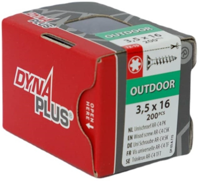 Dynaplus unischroef spaanplaatschroef ar-coating platkop voldraad torx tx15 3.5x16 | 200 stuks - 0281.08.16701