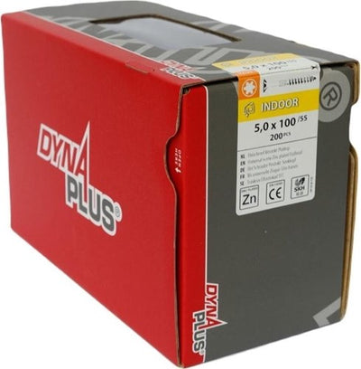 Dynaplus unischroef spaanplaatschroef verzinkt platkop deeldraad torx tx25 5.0x100 55 | 200 stuks - 0281.01.42601