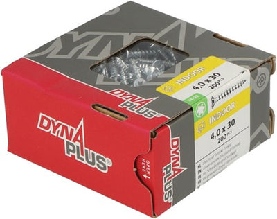 Dynaplus unischroef spaanplaatschroef verzinkt platkop voldraad torx tx20 4.0x30 | 200 stuks - 0281.01.25201