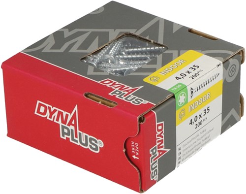Dynaplus unischroef spaanplaatschroef verzinkt platkop voldraad torx tx20 4.0x35 | 200 stuks - 0281.01.25401
