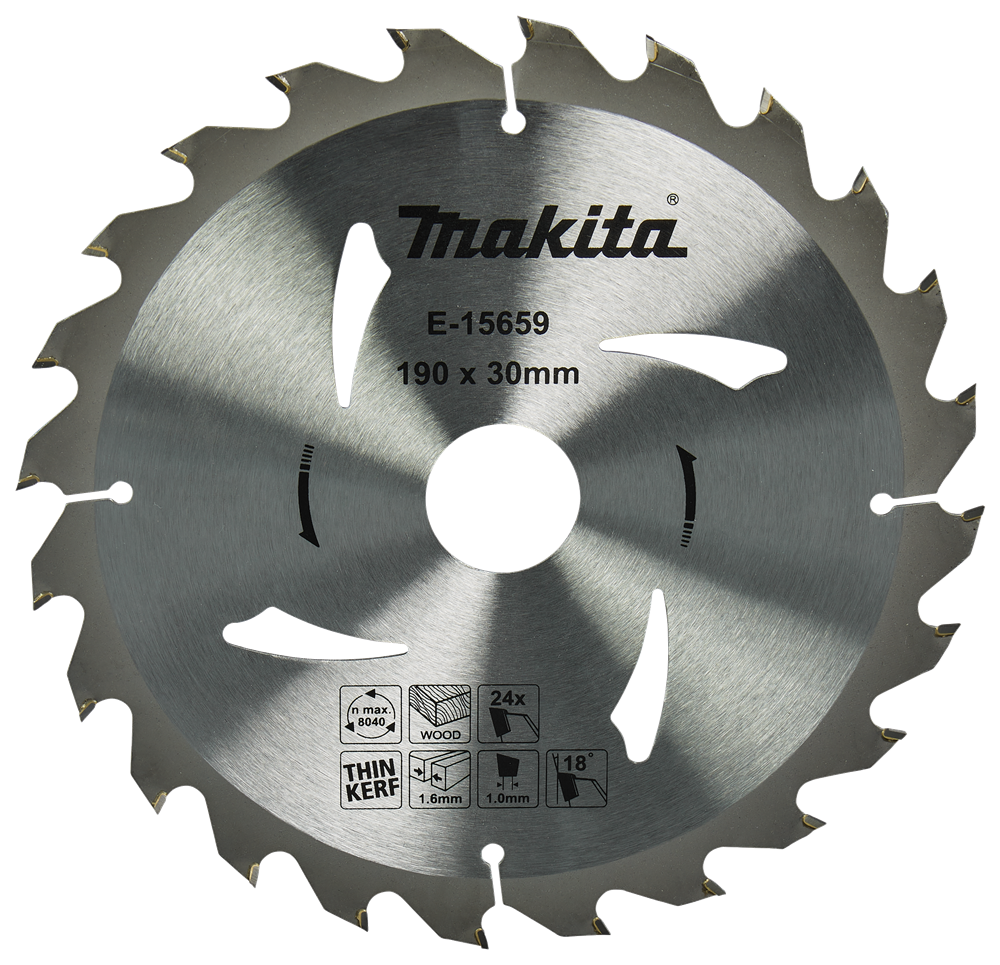 Makita accessoires cirkelzaagblad hout | 190x30x1,6 24t 18g - e-15659 - e-15659