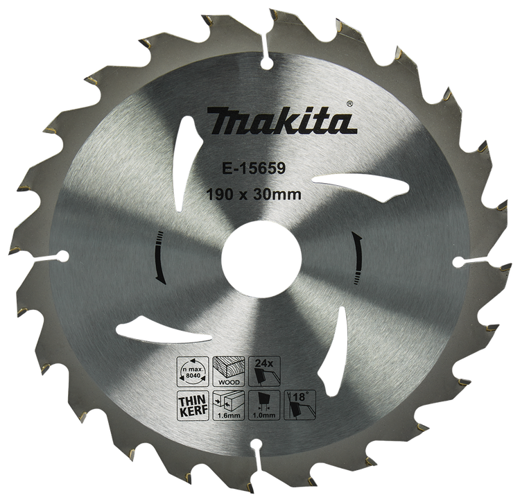 Makita accessoires cirkelzaagblad hout | 190x30x1,6 24t 18g - e-15659 - e-15659