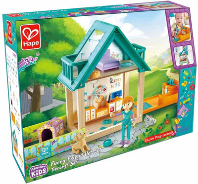 Hape furry vriend dierenartspraktijk speelset