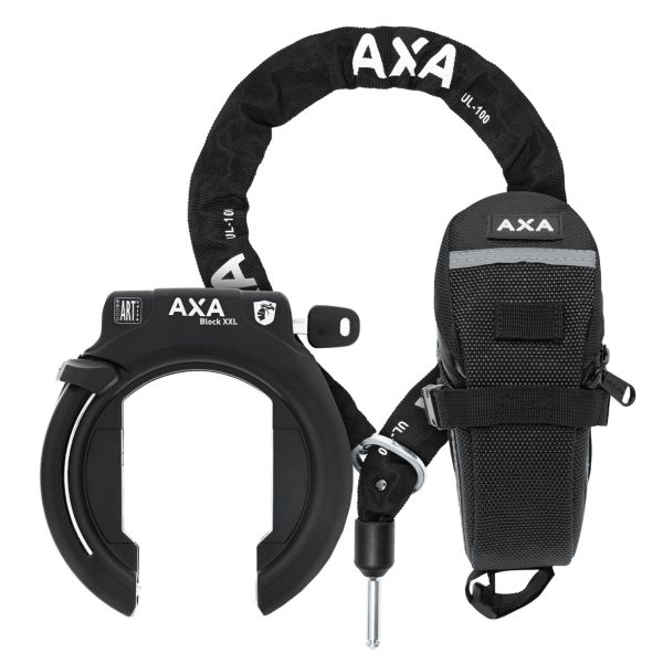AXA xxl Zwart ringslot + Zadeltas + ULC100 ketting
