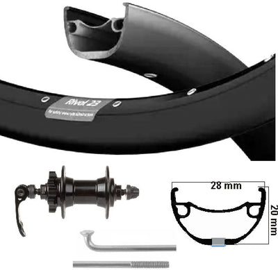 Kgs voorwiel 28 inch (622) rival 23 zwart disc 6-bout uitval