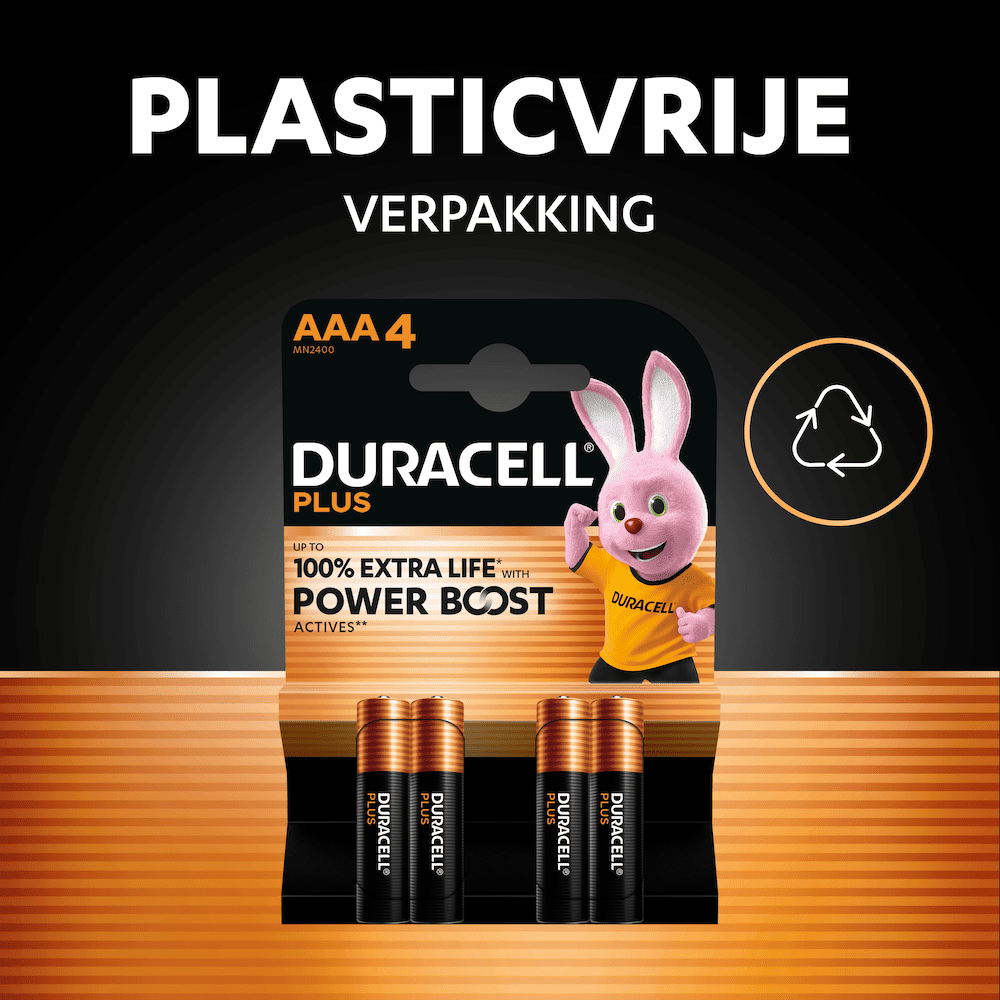 Battery sales europe b.v. duracell aaa batterij plus 100% kaart a 4