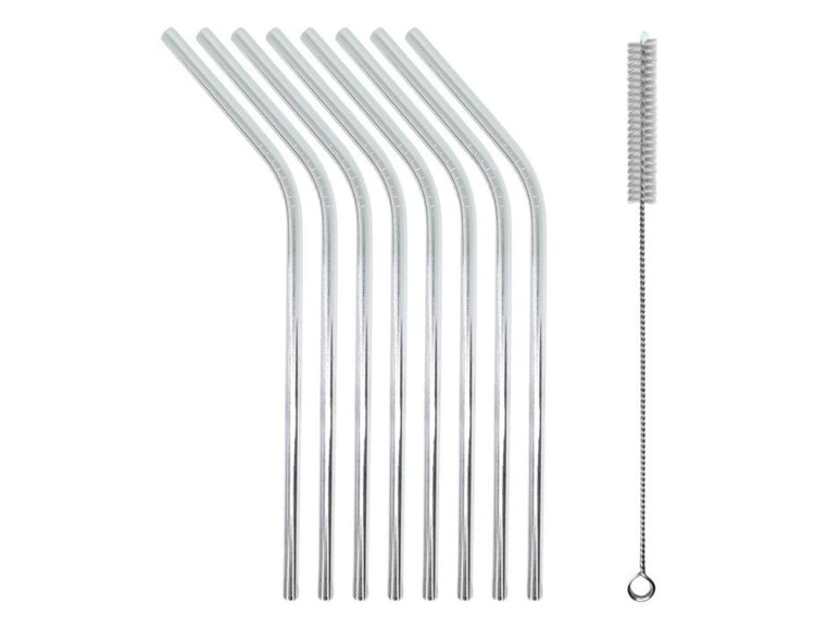 Ecoluba metalen rietjes gebogen - 8 stuks