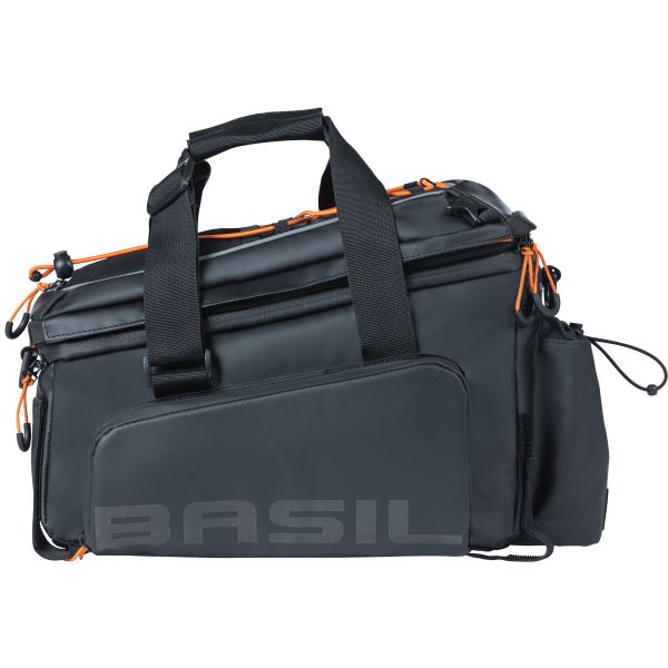 Basil Miles XL Pro bagagedragertas, zwart oranje, waterdicht, 9-36L, geschikt voor elektrische fietsen