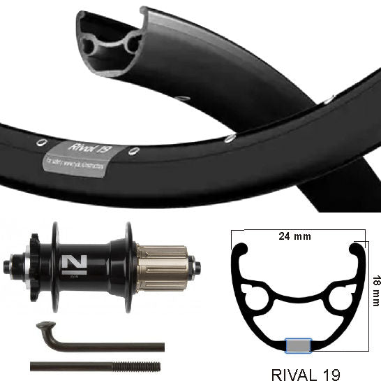 Kgs achterwiel 28 29 inch 622 zwarte velg en spaak disc cassette 8-11 speed