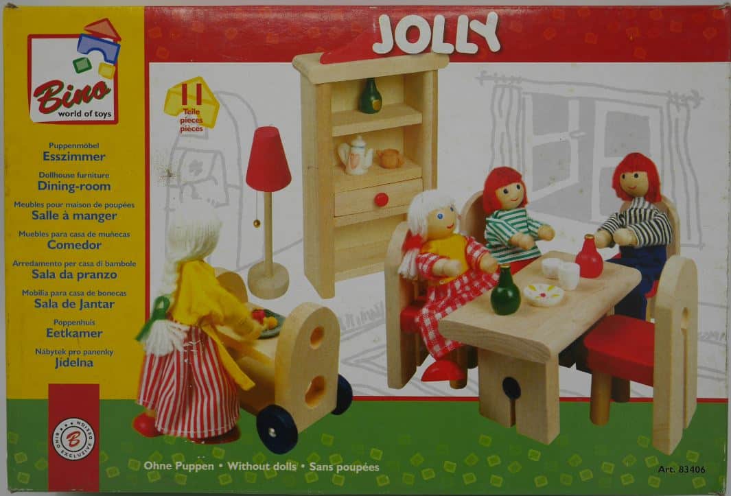 poppenhuis meubels eetkamer met trolley