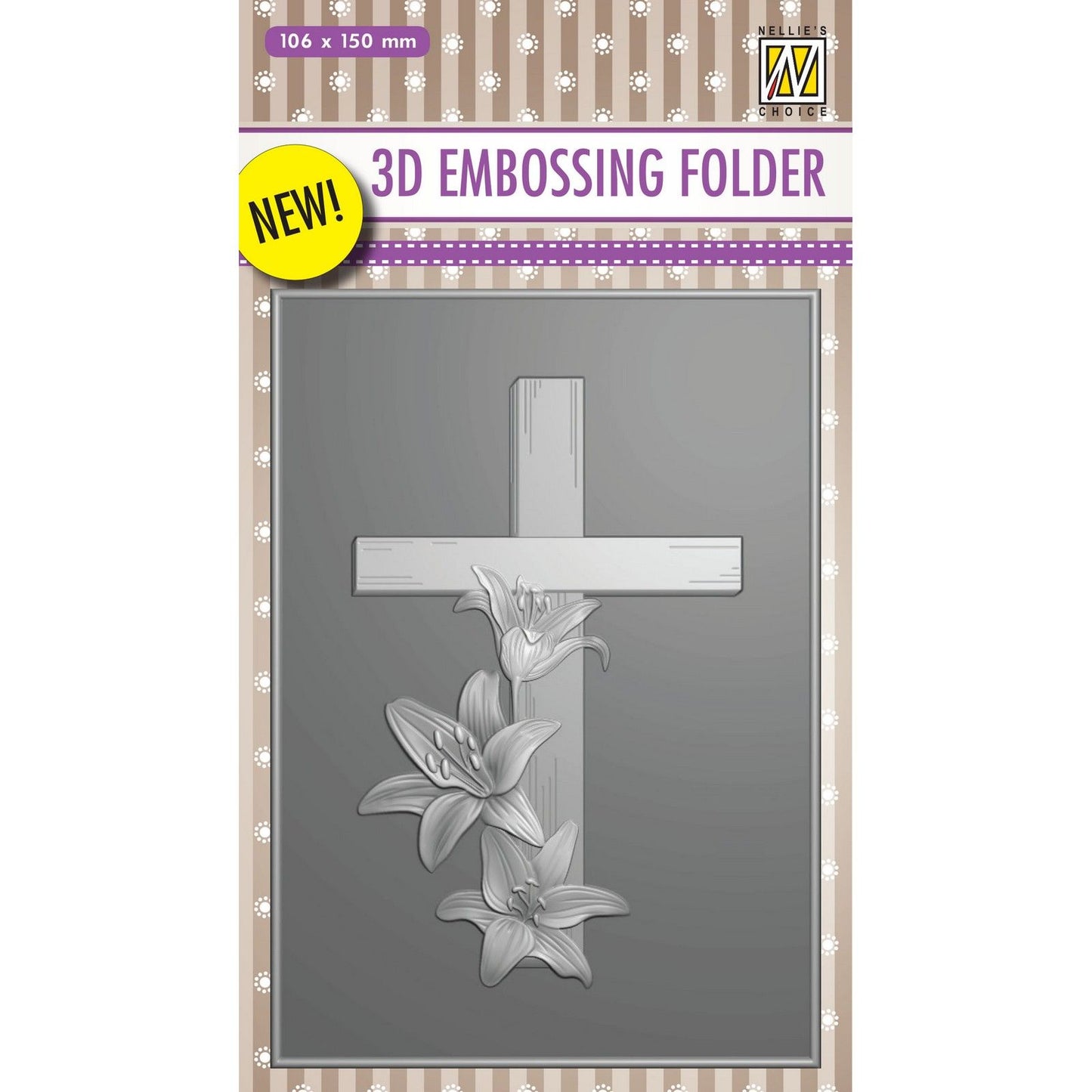 Nellie's choice • 3d embossing folder kruis met lelies 10,6x15 cm