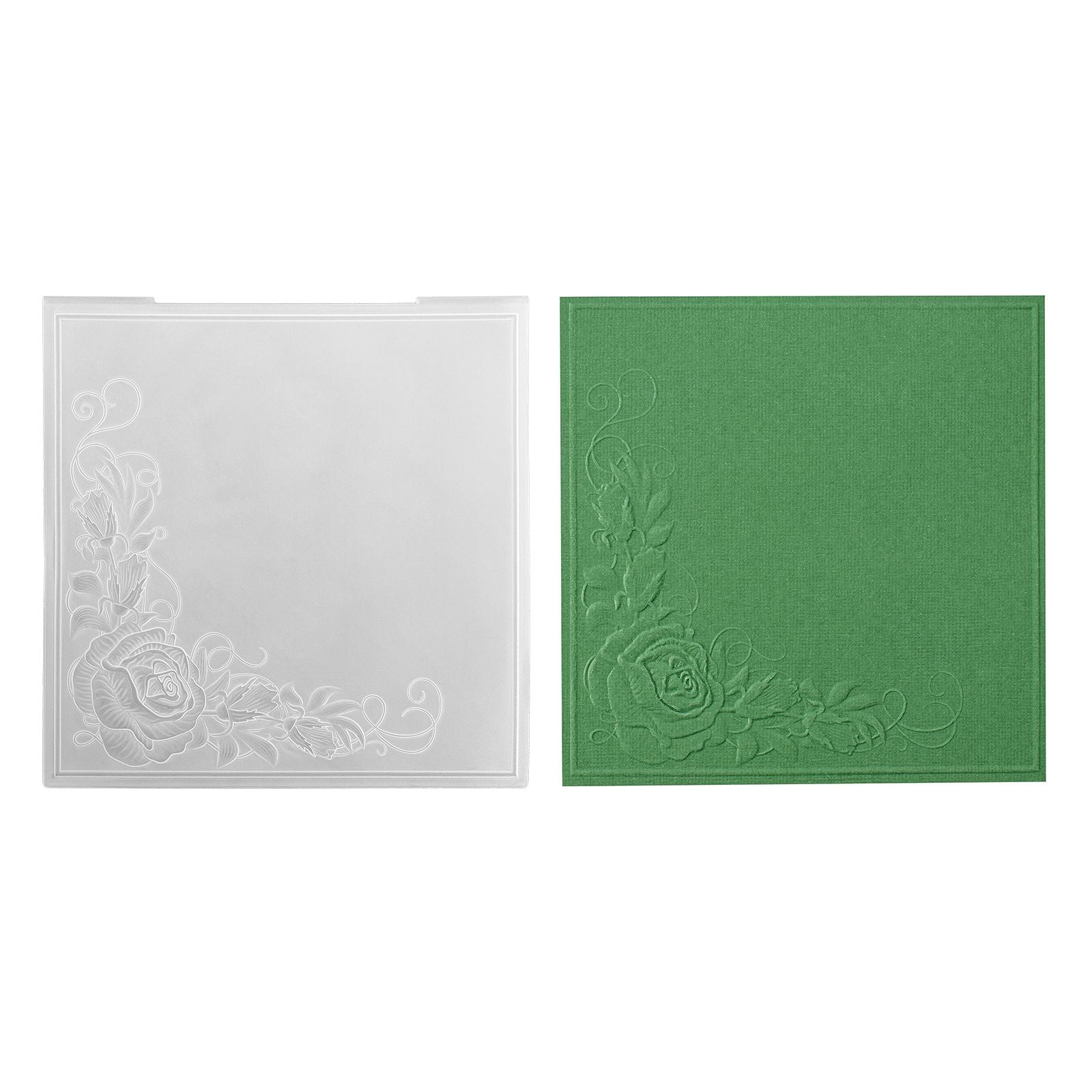 Nellie's choice • 3d embossing folder hoek rozen 15x15cm