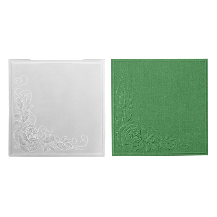 Nellie's choice • 3d embossing folder hoek rozen 15x15cm