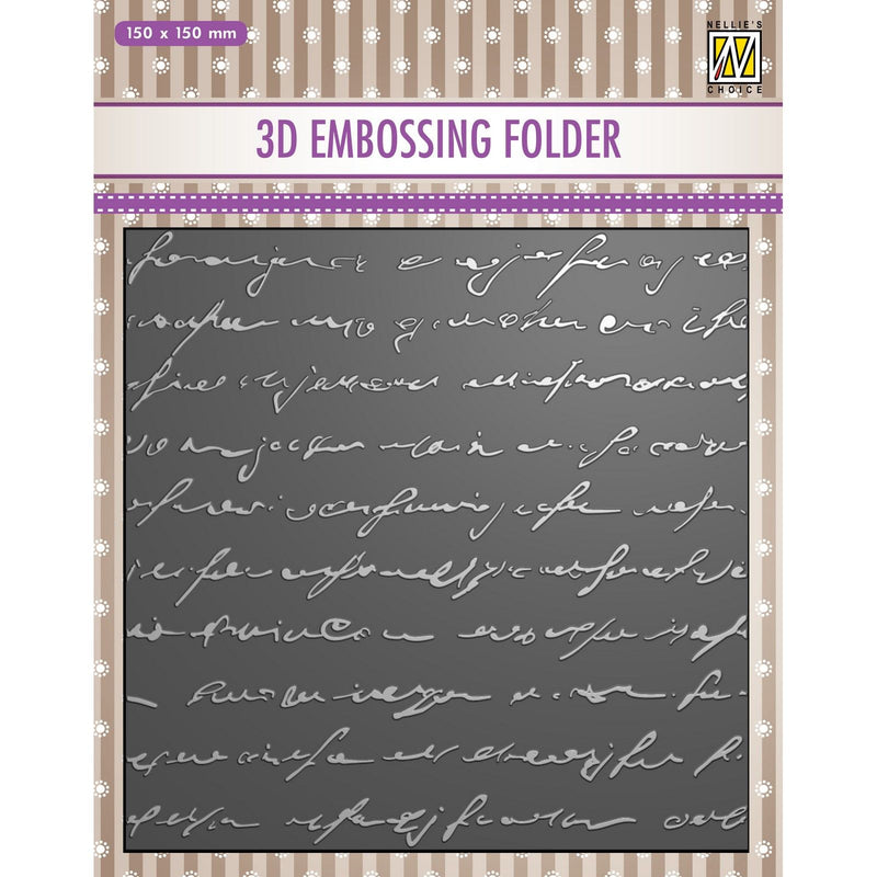 Nellie's choice • 3d embossing folder achtergrond tekst 15x15cm