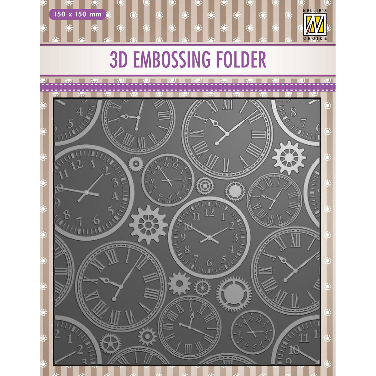 Nellie's choice • 3d embossing folder achtergrond klokken 15x15cm