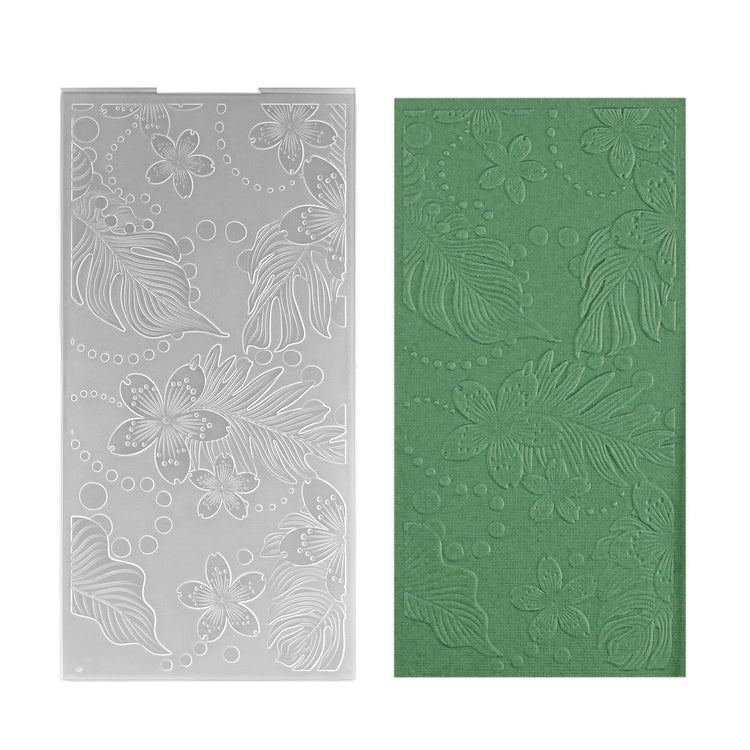 Nellie's choice • 3d embossing folder achtergrond bladeren en bloemen 10,5x20,5cm