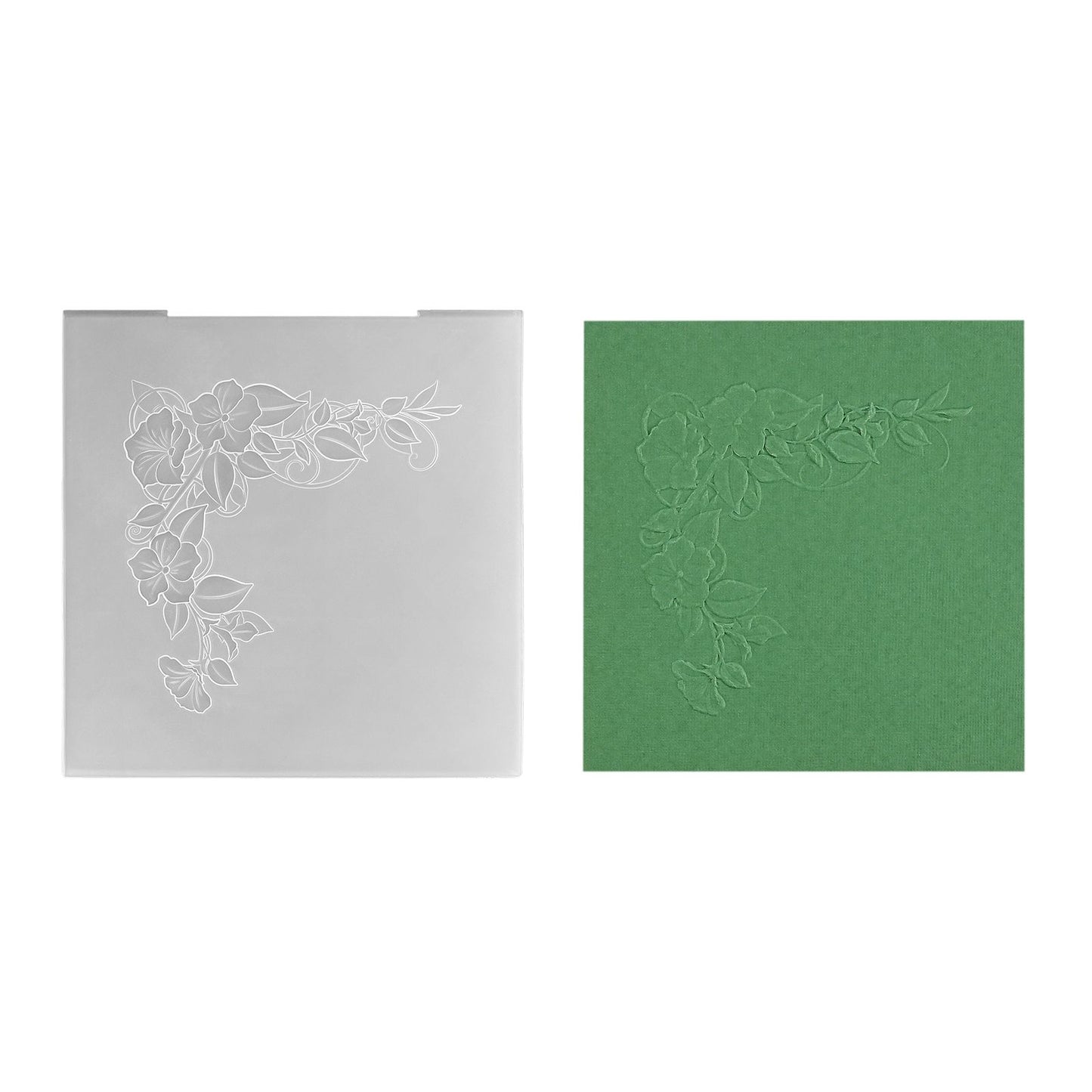 Nellie's choice • 3d embossing folder hoek bloemenvierkant 15x15cm