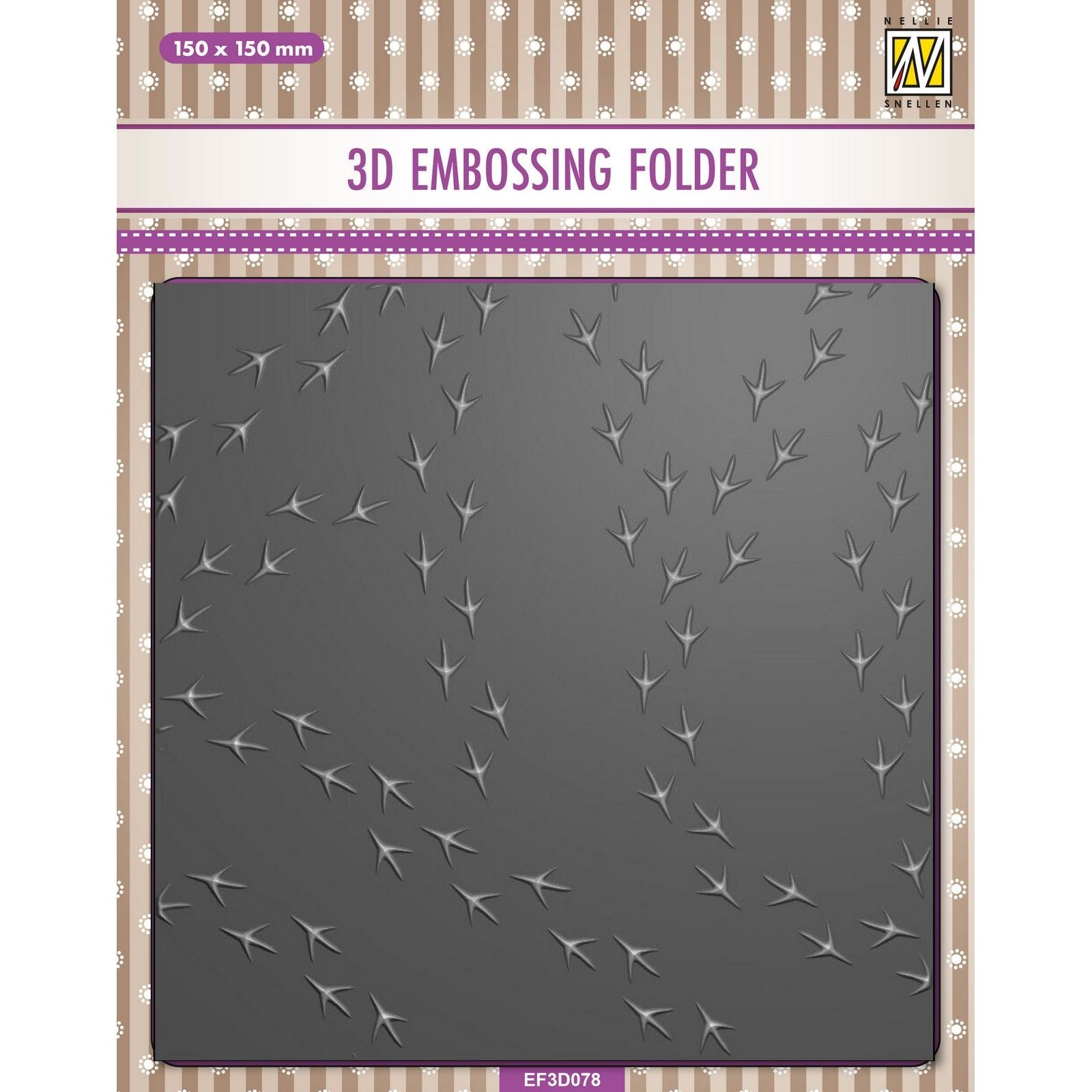 Nellie's choice • 3d embossing folder achtergrond vogelpootjes 15x15cm