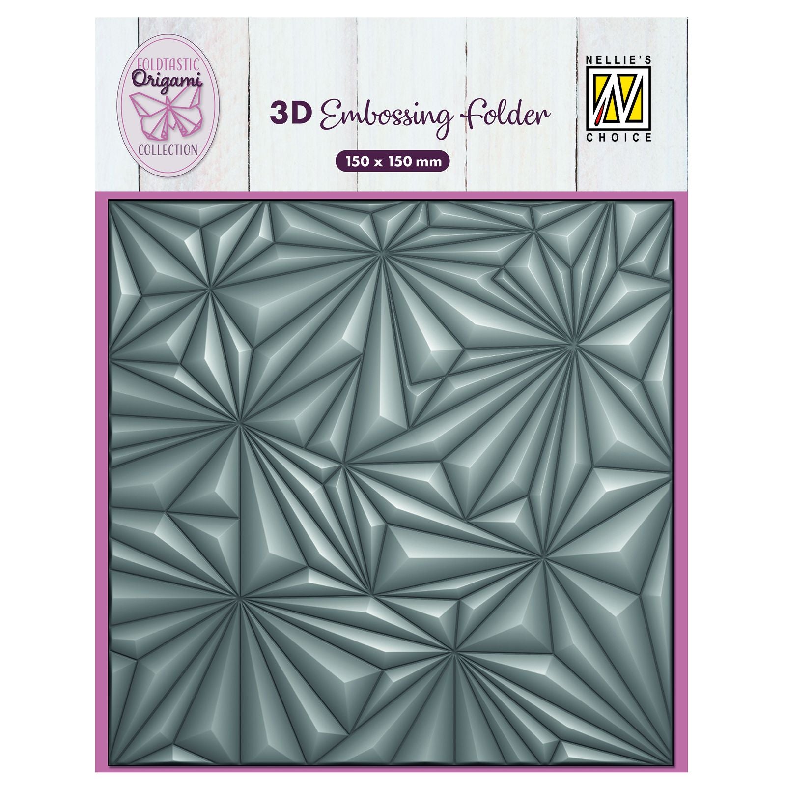 Nellie's choice • 3d embossing folder achtergrond origami sterren 15x15cm