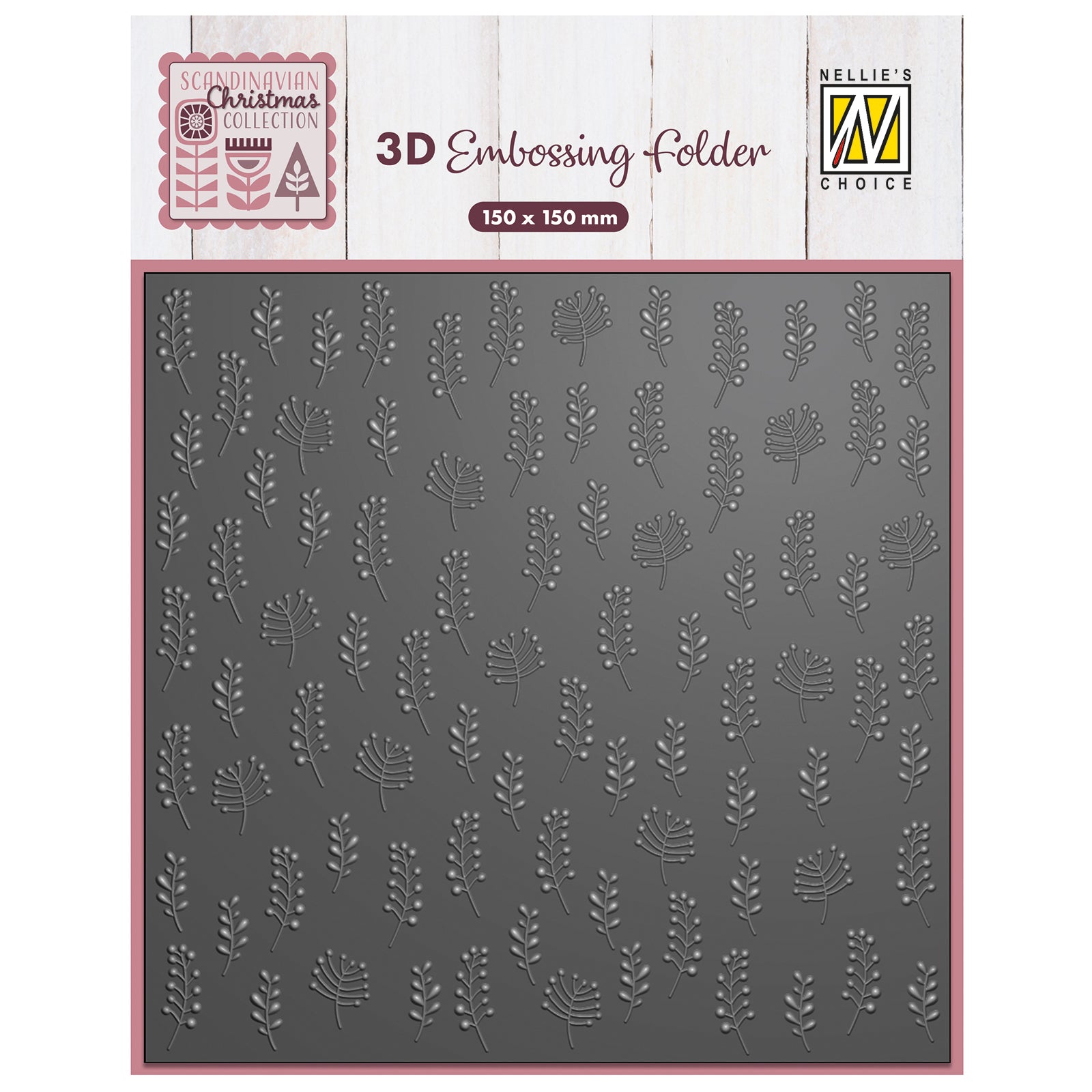 Nellie's choice • 3d embossing folder achtergrond smalle bladeren 15x15cm