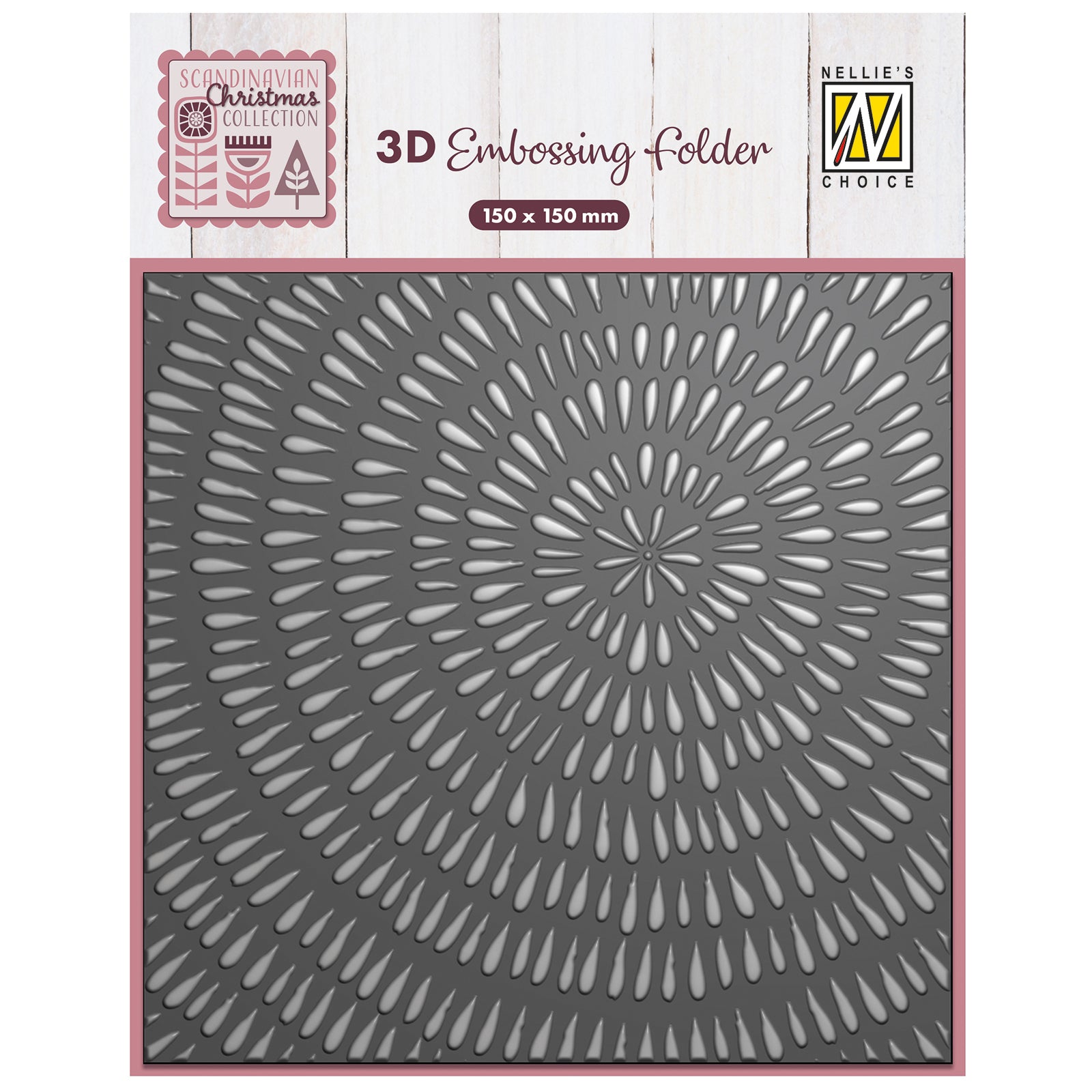 Nellie's choice • 3d embossing folder achtergrond boomringen gestreept 15x15cm