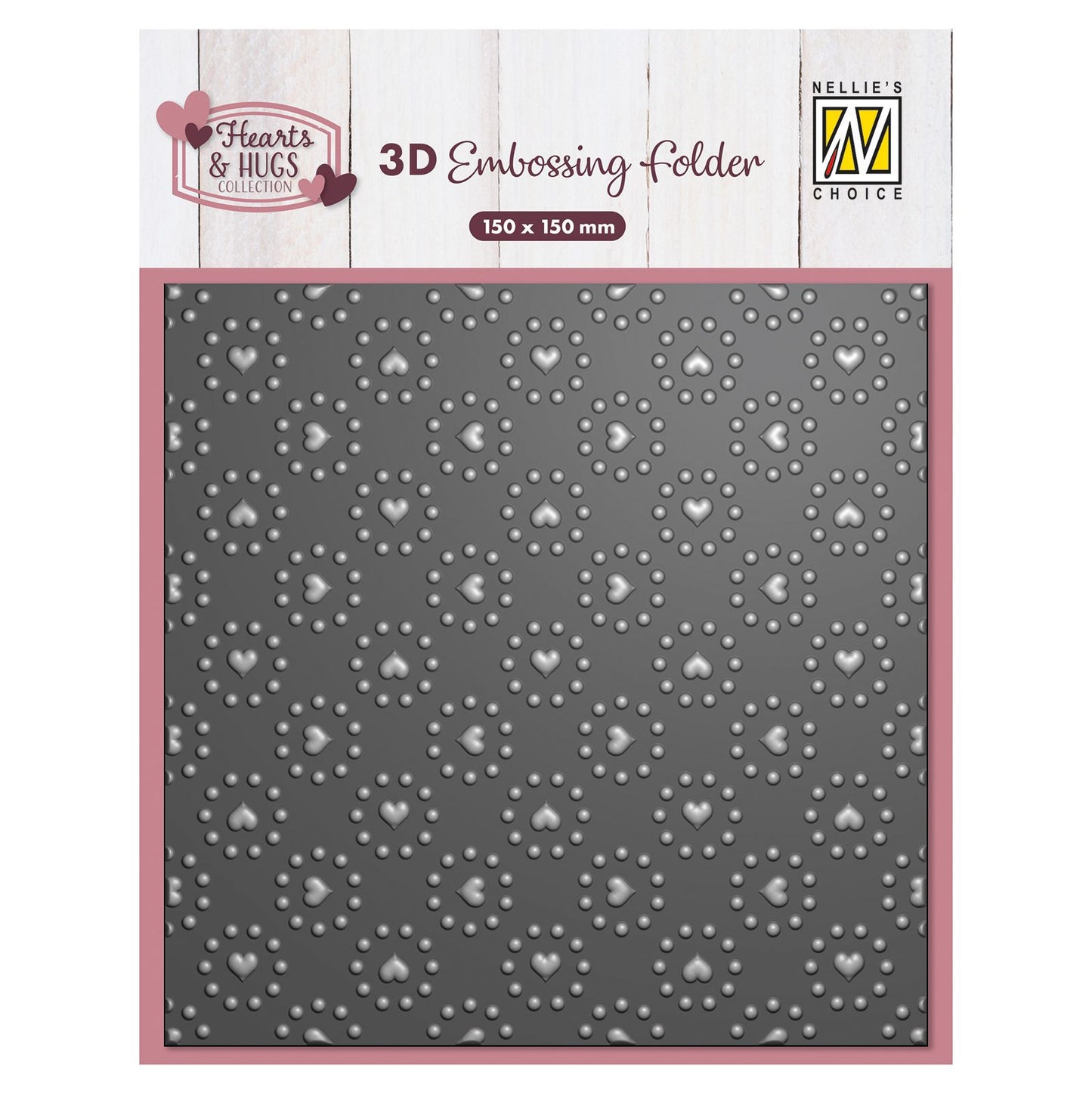 Nellie's choice • embossing folder achtergrond hart en stippen 15x15cm