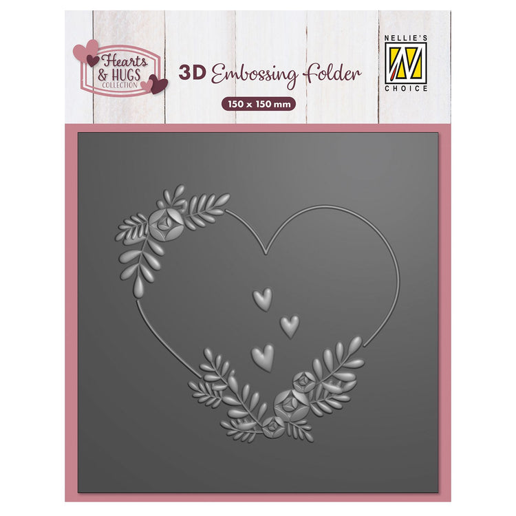 Nellie's choice • embossing folder bloemen hart 15x15cm
