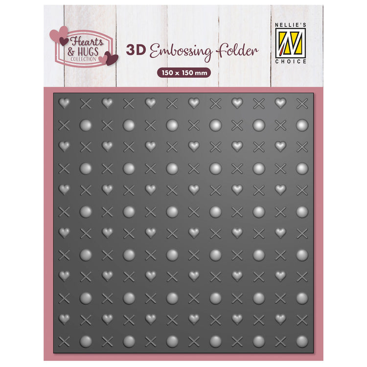 Nellie's choice • embossing folder achtergrond knuffel en kus 15x15cm