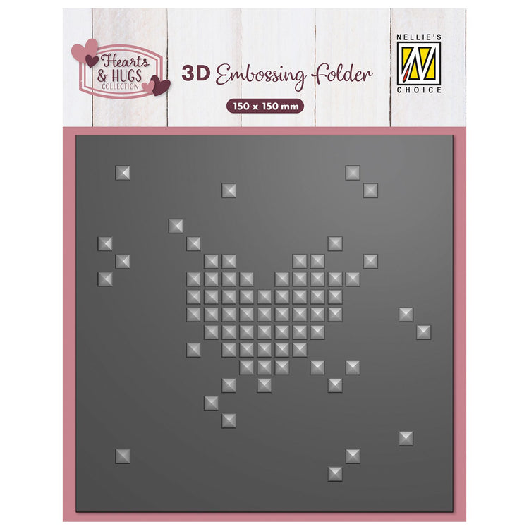 Nellie's choice • embossing folder pixel heart 15x15cm