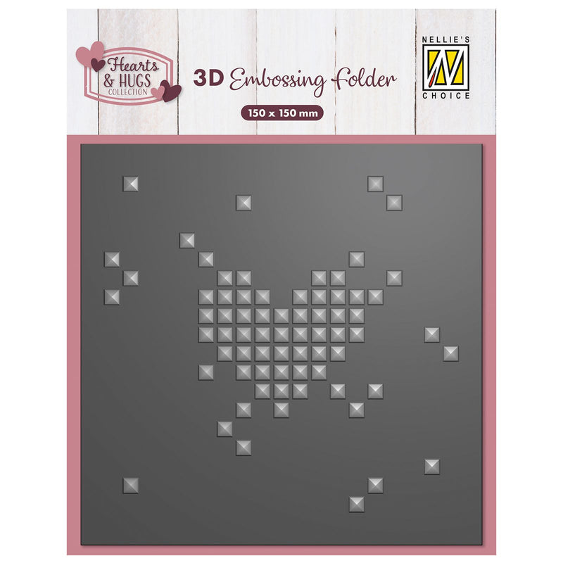 Nellie's choice • embossing folder pixel heart 15x15cm