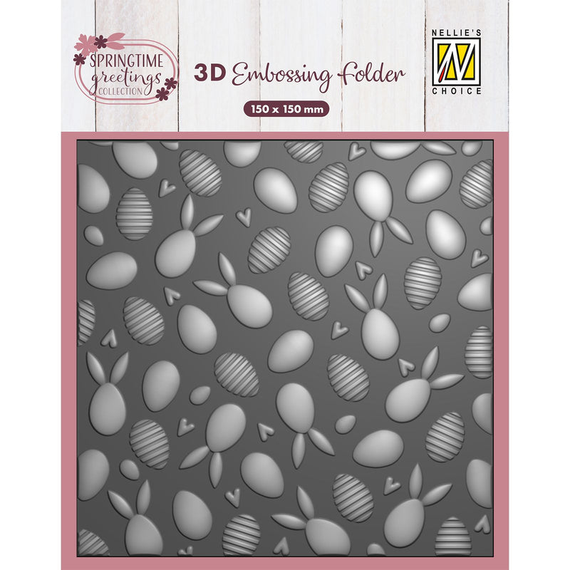 Nellie's choice • 3d embossing folder achtergrond konijnen en paaseieren 15x15cm